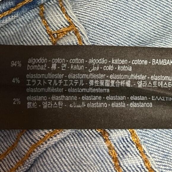 Zara Woman Blue Medium Wash Distressed Raw Hem High Rise Skinny Denim Jeans Sz 6 - Picture 5 of 5